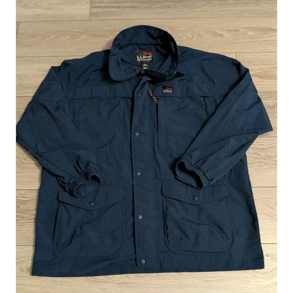 VINTAGE L.L. BEAN WATER RESISTANT WINDBREAKER JACKET NAVY MENS  SIZE XLARGE EUC